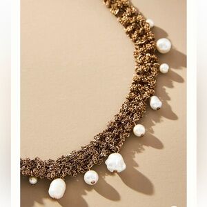 Anthropologie Boho Pearl Chain Necklace